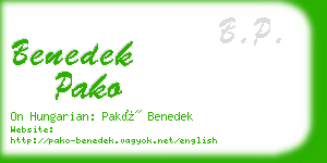 benedek pako business card